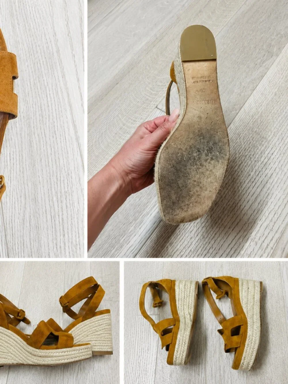 Nearly New Hermès Suede Espadrille Wedge Sandals – Size 37